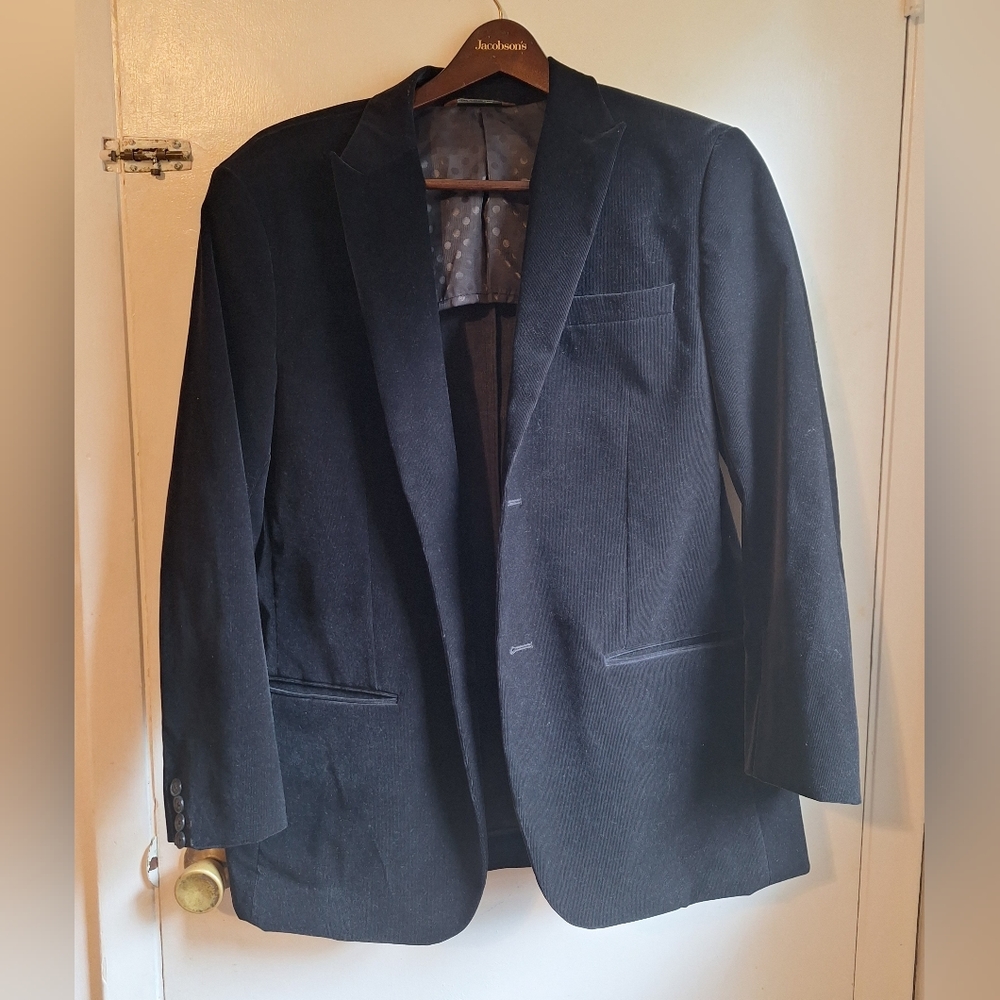 Perry Ellis 42R Men Black Velvet/Velour Blazer Jacket Sport Coat Goth  Academia